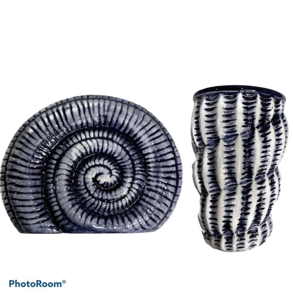 Nautical Beach Vanity Accessory Ceramic Set of 2